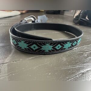 Black and Teal Patterned Men's Belt